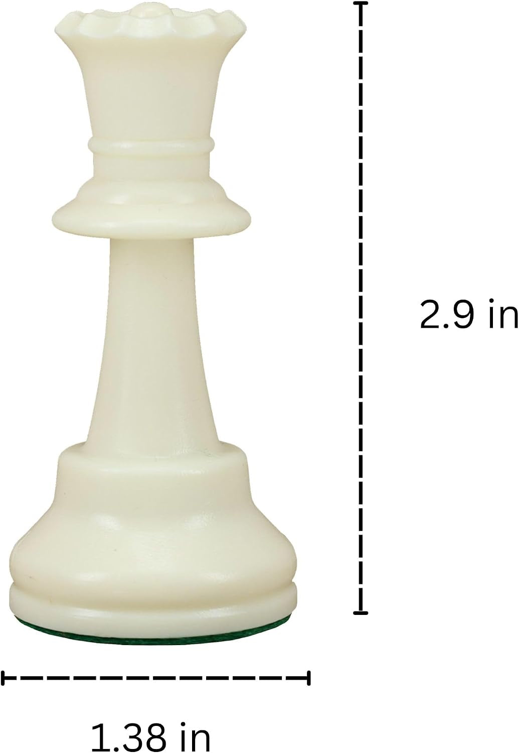 Replacement Staunton Chess Piece - Light Queen for Tournament Chess Set, Plastic Chess Piece with Felt Bottom, Classic Design, Replacement Chess Pieces for Chess Set