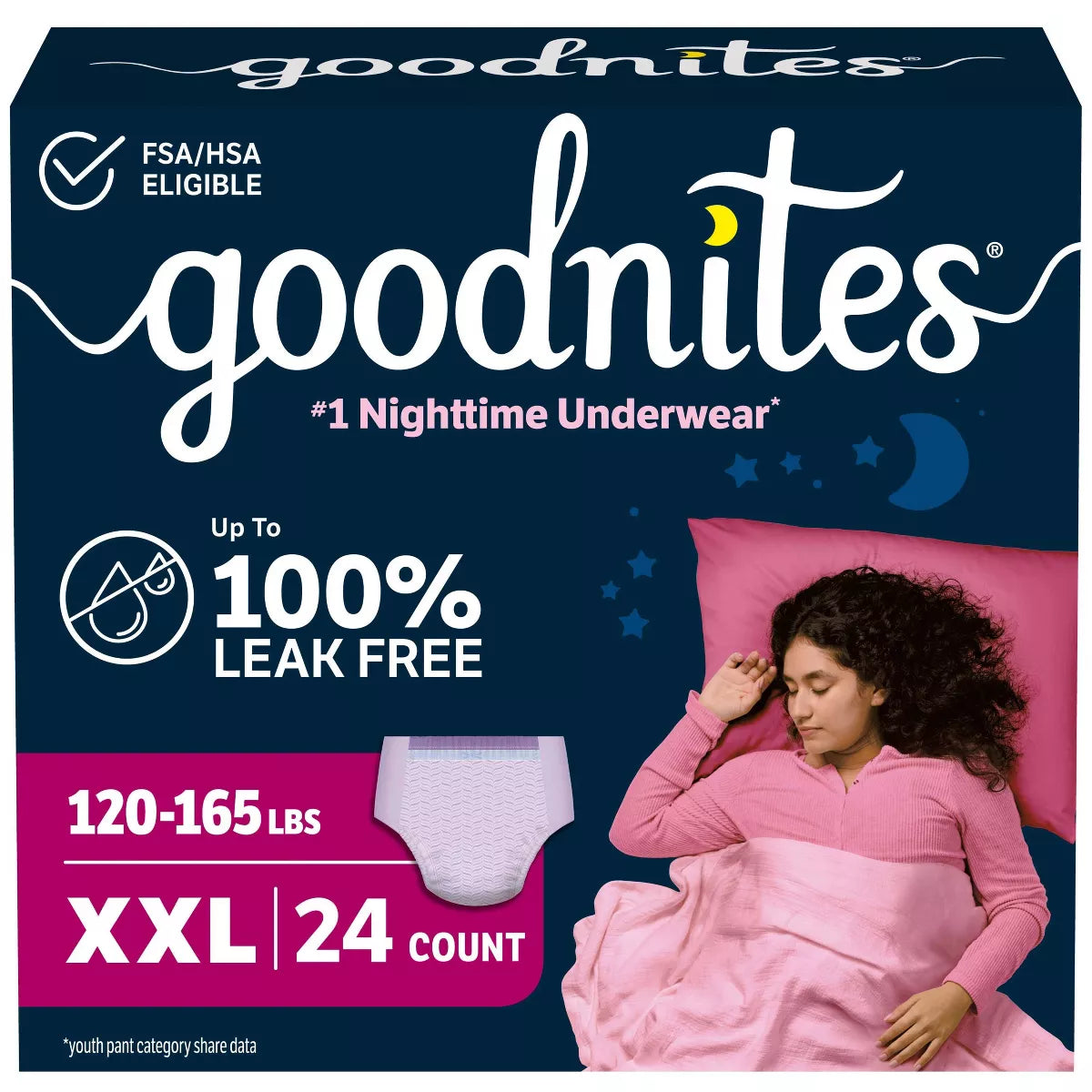 Goodnites Girls' Nighttime Underwear - (Select Size and Count)