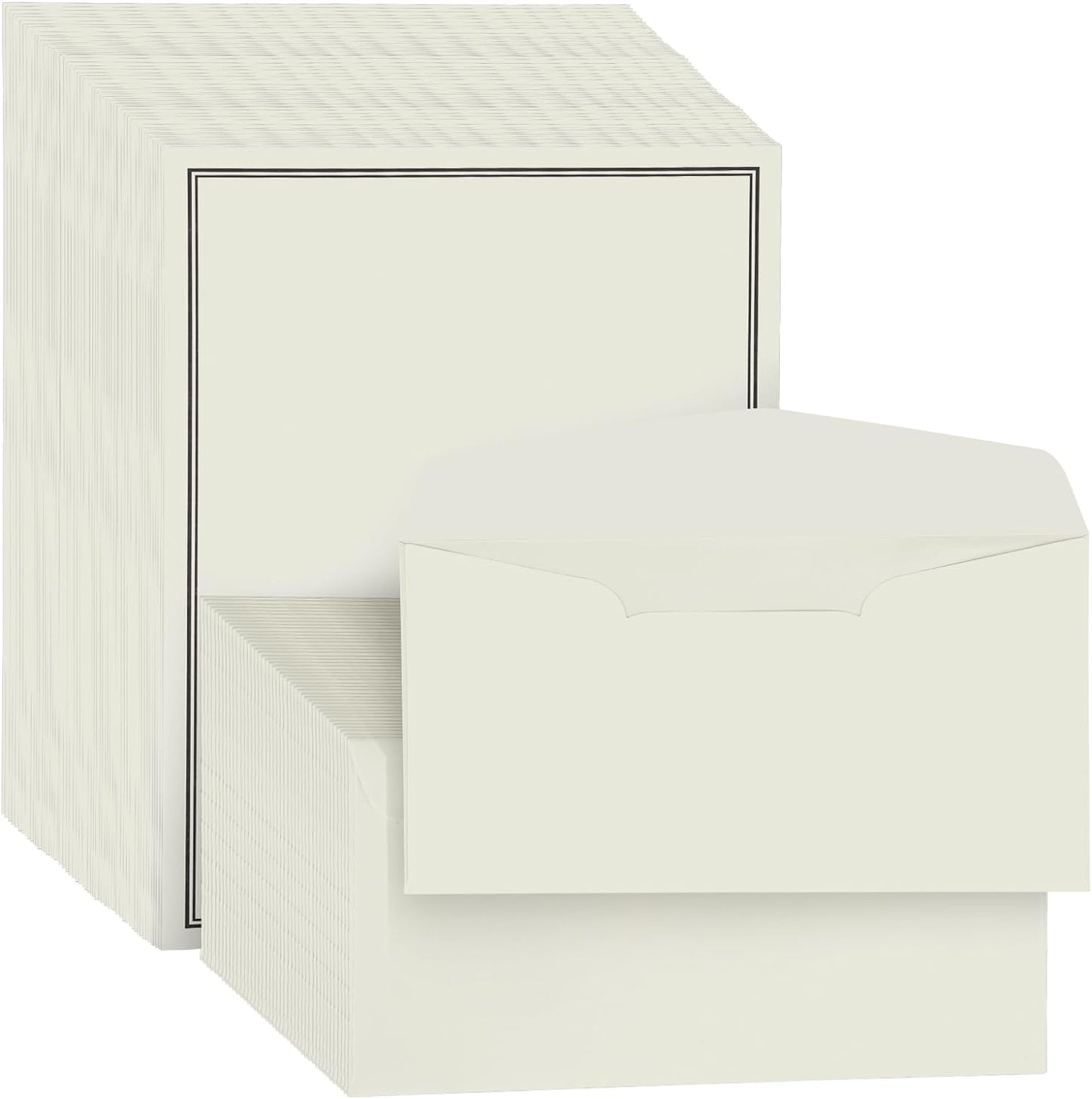 72 Pieces Stationery Set with Envelopes (48 Paper Sheets + 24 Envelopes) for Letter Writing, Black Border Design Stationery Paper Sheets and Envelope