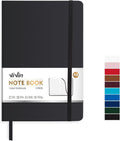 Lined Black Journal Notebook for Writing, 192 Pages, A5 Hardcover Notebooks For