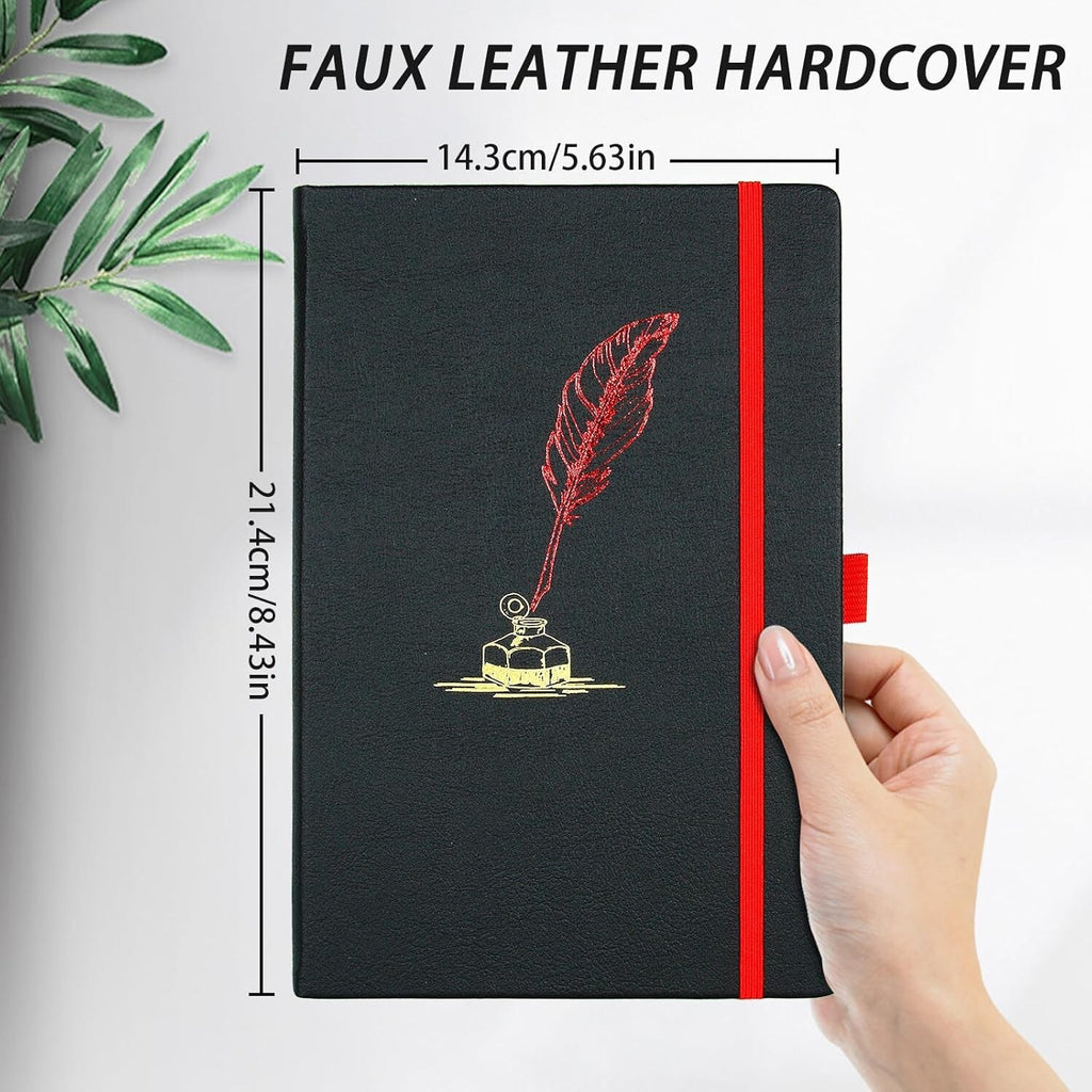 Lined Black Journal Notebook for Writing, 192 Pages, A5 Hardcover Notebooks For