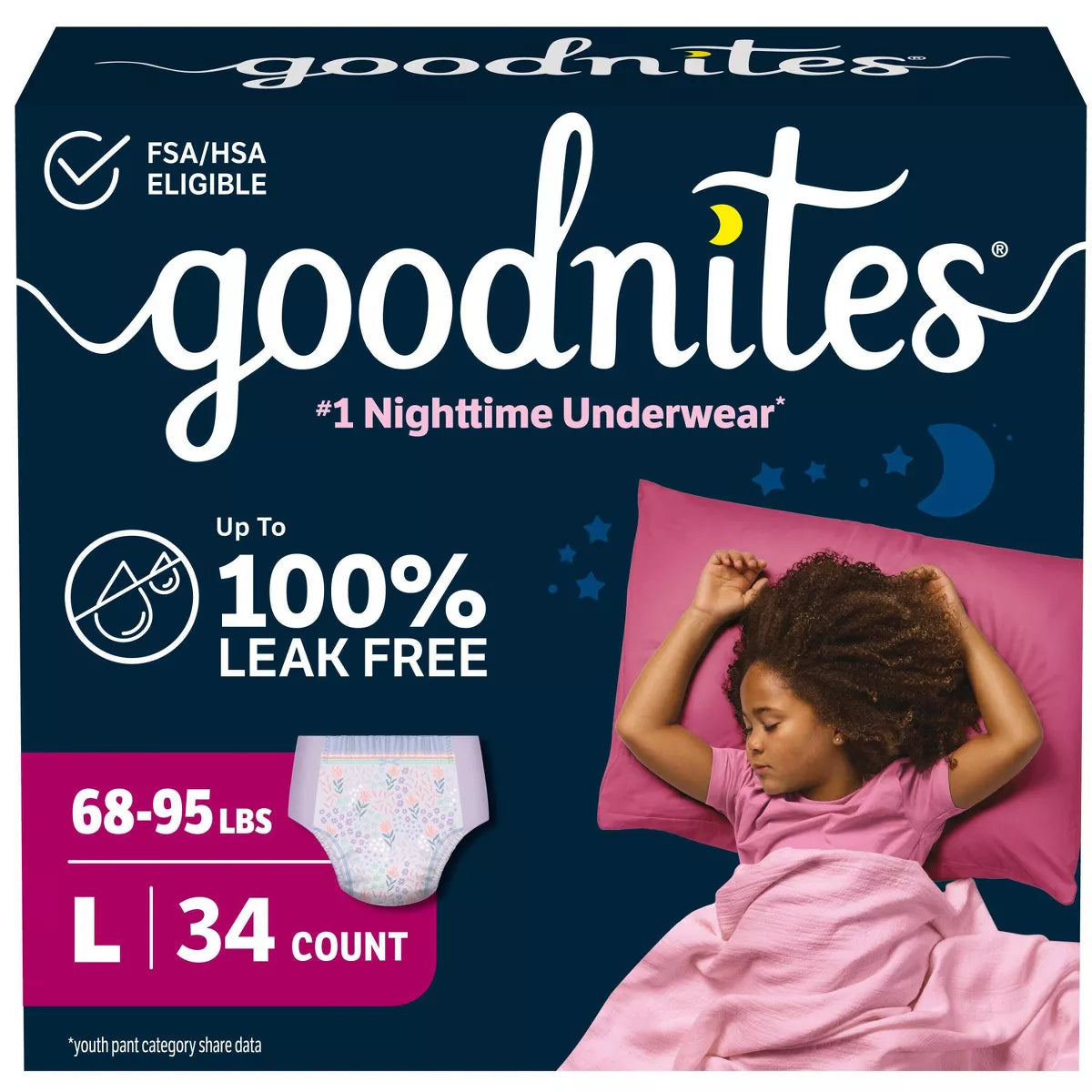 Goodnites Girls' Nighttime Underwear - (Select Size and Count)