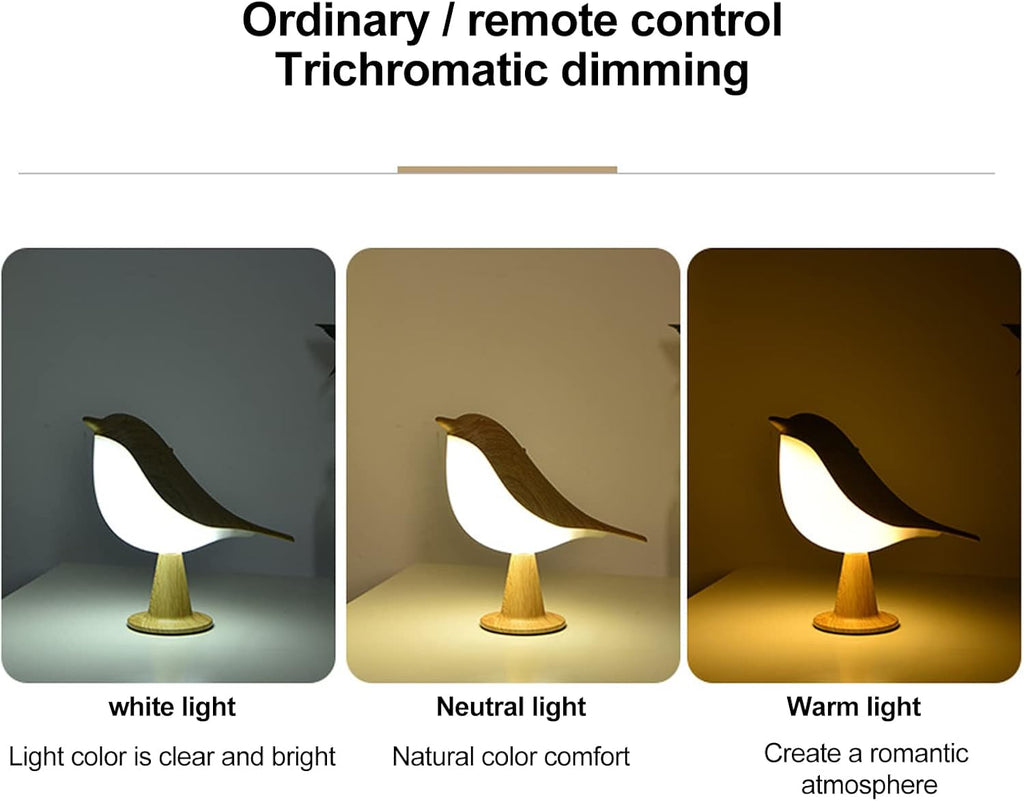 Bedside Touch Control Table Lamp Aroma Lamps Cute Bird Shaped Led Bedside Desk Lamp with USB Charging Port 3 Way Dimmable Creative Night Light Cordless Nightstand Lamp for Bedroom Home Office(Wood)