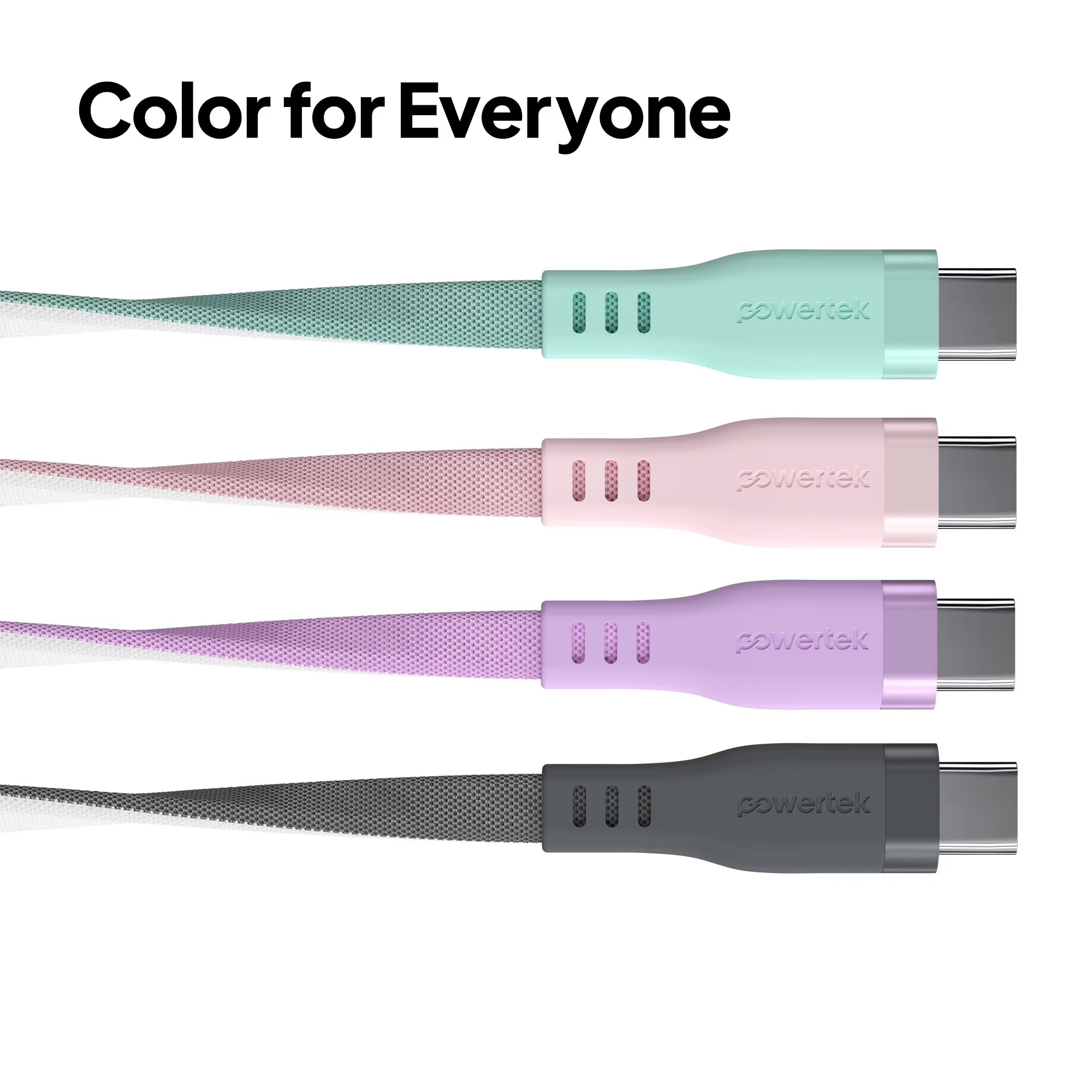 Powertek USB-A to USB-C Two-Tone Pastel Fast Charge Cable, 6 Ft, Pink