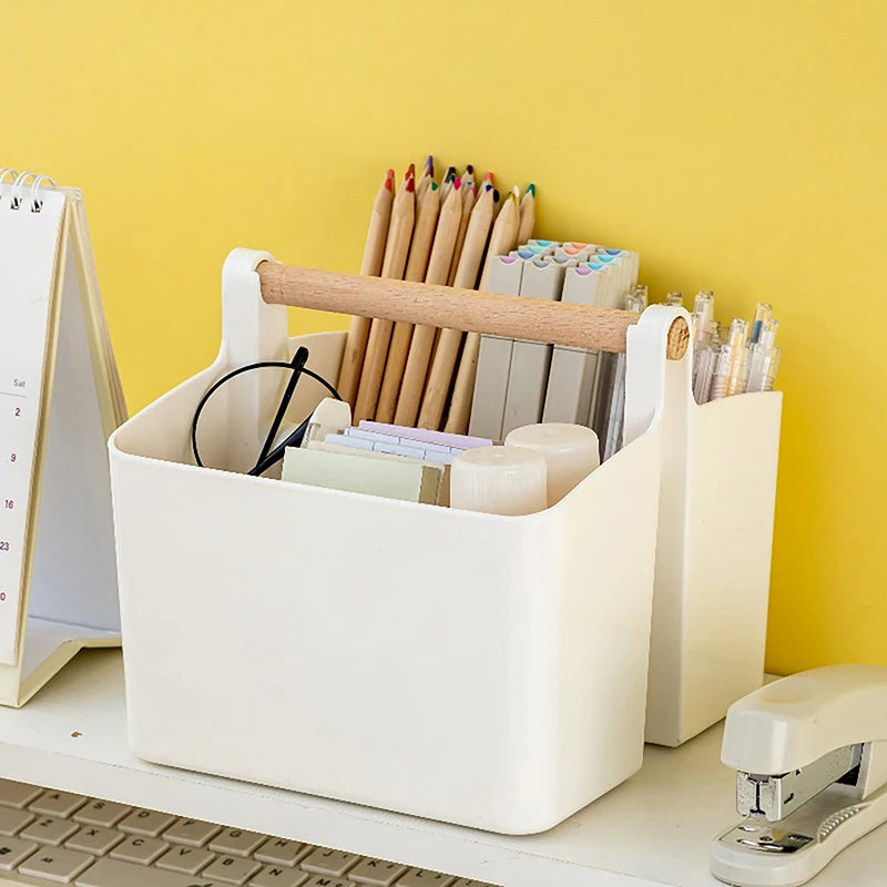 1Pc Multifunctional Storage Holder School Office Portable Pen Holder Storage Box Large Capacity Desktop Sundries Storage Basket