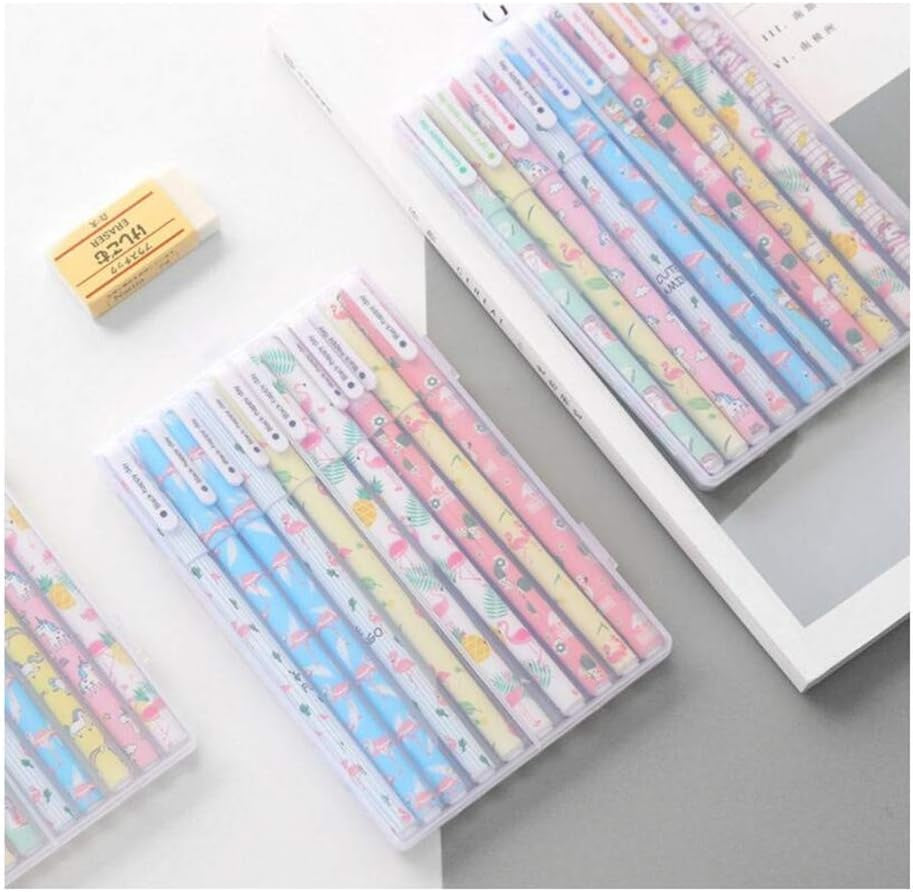 Cute Unicorn Flamingo Gel Pens, 10 Pack Multi Color Fine Point Pens, 0.5Mm Smooth Writing Colored Gel Pen Set with Case for Journaling, Drawing