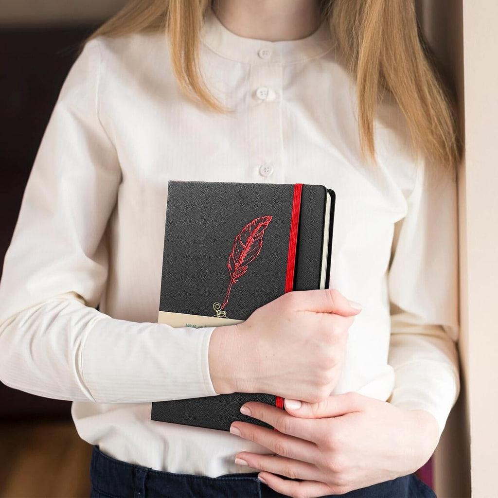 Lined Black Journal Notebook for Writing, 192 Pages, A5 Hardcover Notebooks For
