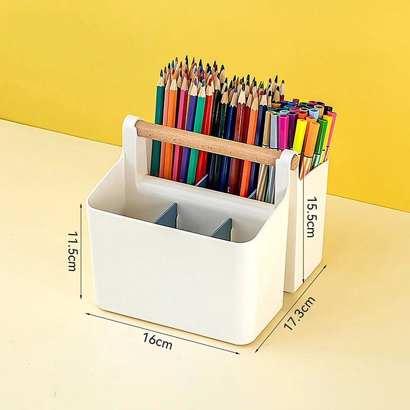 1Pc Multifunctional Storage Holder School Office Portable Pen Holder Storage Box Large Capacity Desktop Sundries Storage Basket