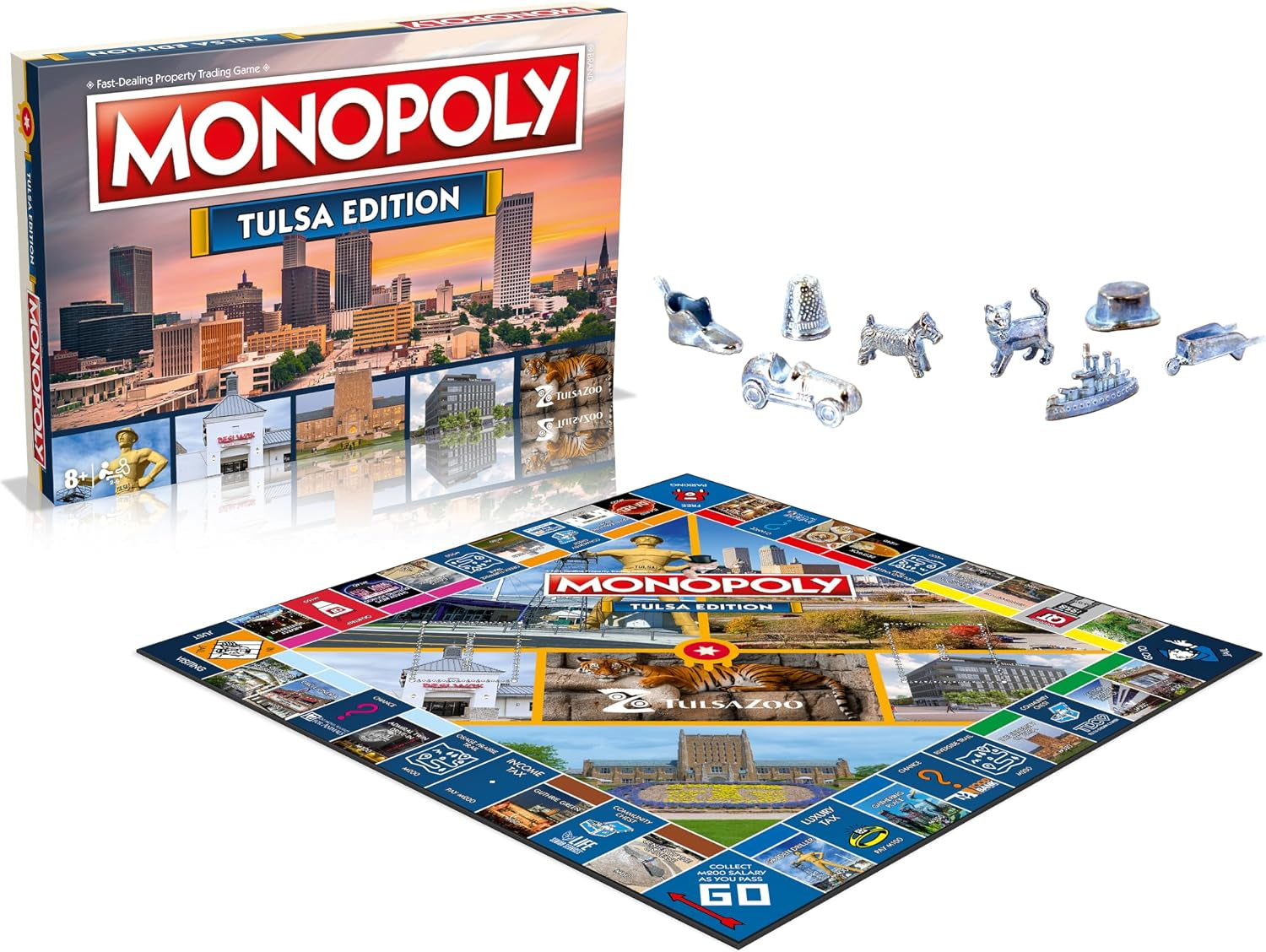 Monopoly Board Game Tulsa Edition: 2-6 Players Family Board Games for Kids and Adults, Board Games for Kids 8 and Up, for Kids and Adults, Ideal for Game Night