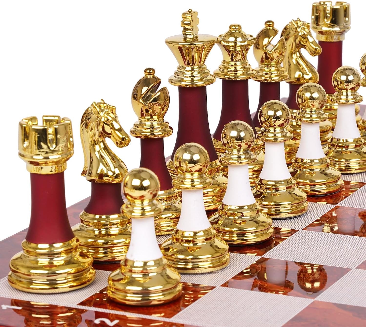 15 Inch Chess Set with Weighted Acrylic Chess Pieces – Tournament Size 3.5” King – Elegant Folding Chess Board for Adults and Kids, Professional Family Chess Board Game Set for Home, Office & Gift