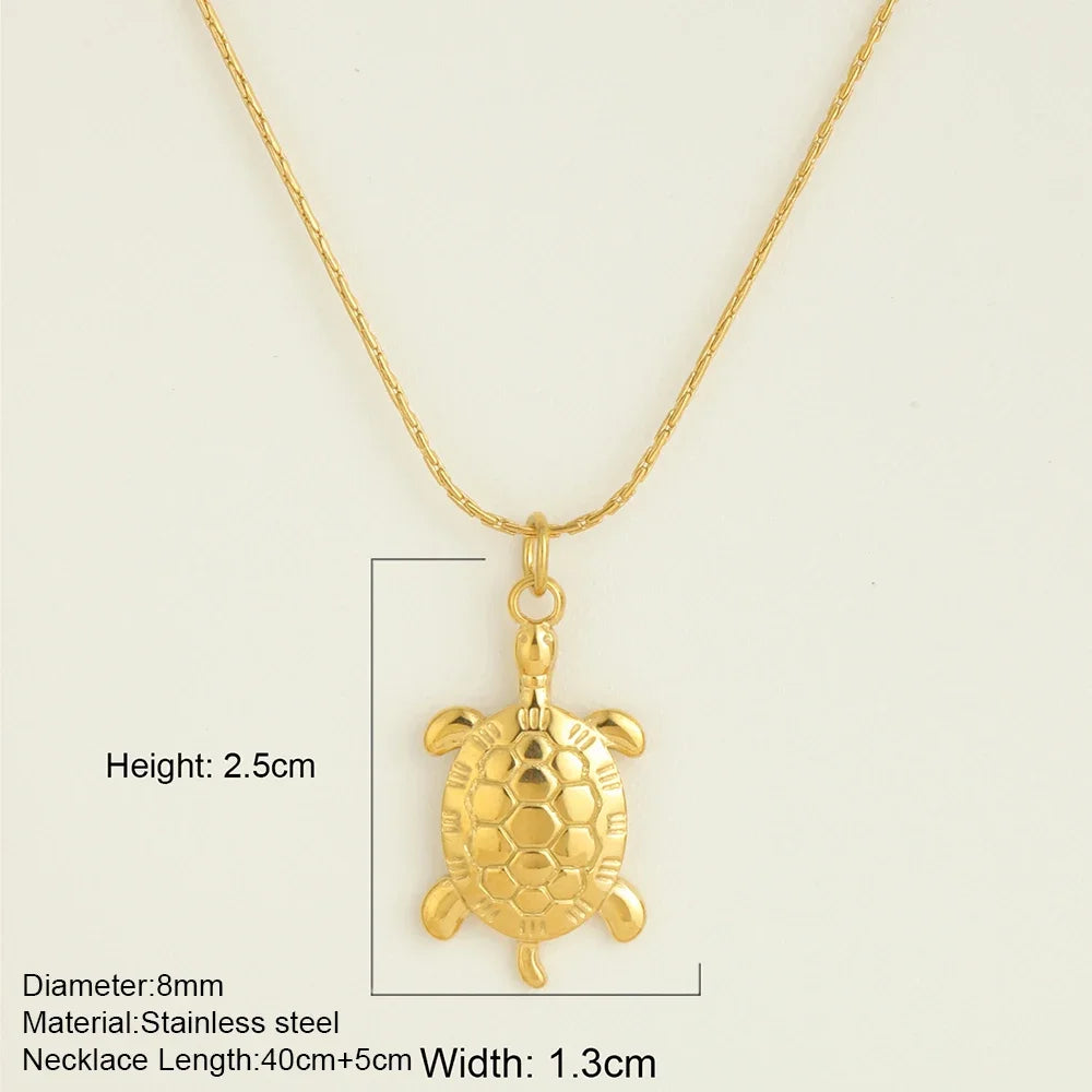 Ocean Series Golden Choker Stainless Steel Pendant Necklace for Women Shell Starfish Pendants Women'S Chunky Jewelry Accessories