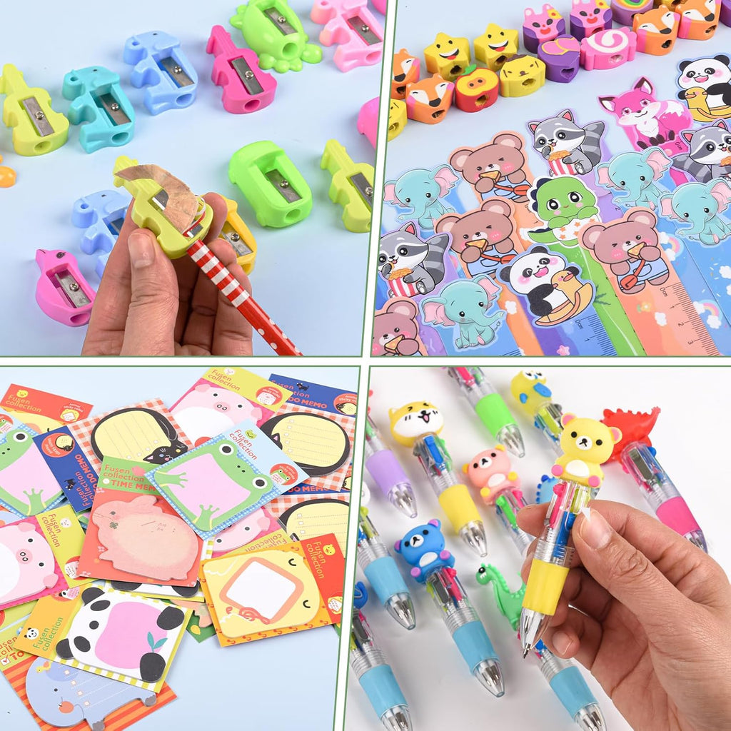24 Pack Cute Cartoon Animal Stationery Set,Birthday Gifts for Boys Girls School Goodie Bags School Classroom Games Rewards.