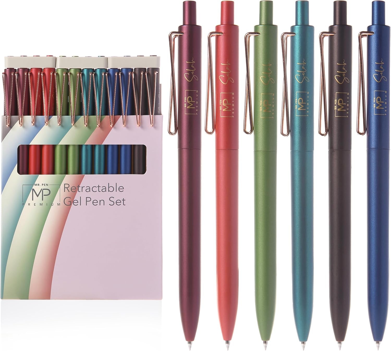 - Retractable Gel Pens, 12 Pack, Black Ink | Metallic Dark Vintage Barrels, Fine Point 0.5 Mm, Fast Dry, Smooth Writing, Cute Pens for Drawing