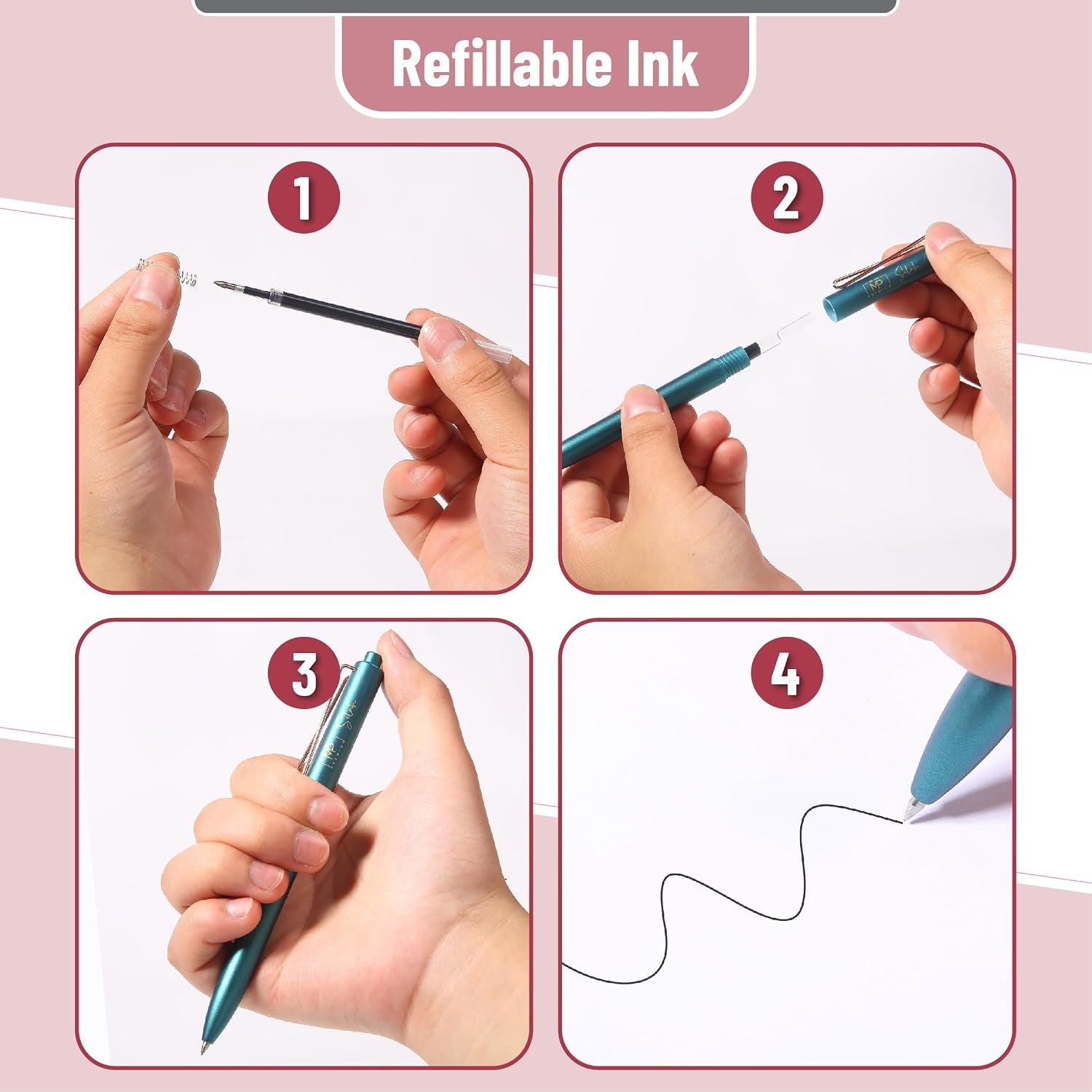 - Retractable Gel Pens, 12 Pack, Black Ink | Metallic Dark Vintage Barrels, Fine Point 0.5 Mm, Fast Dry, Smooth Writing, Cute Pens for Drawing