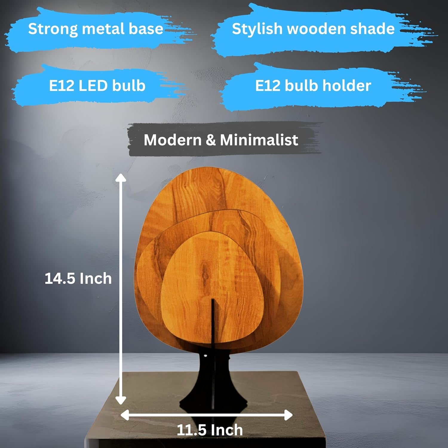 Table Lamp for Bedroom - Wooden Lamps for Living Room, Hand Made Bedside Lamps for Nightstand with E12 Socket