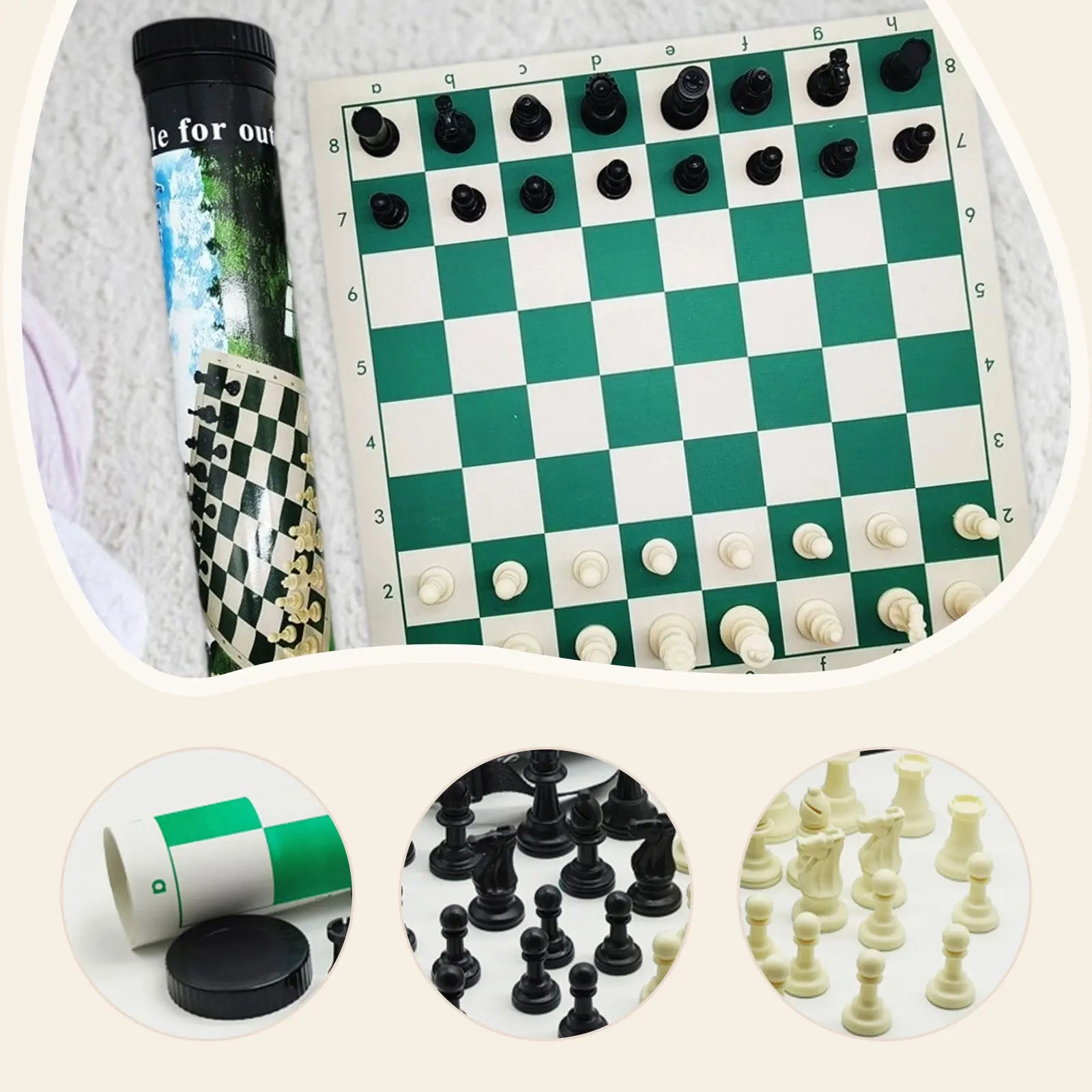 Travel Chess Set Convenient Chess Pieces Board Professional Party Games Tournament for Family Adults Kids Leisure Chess Lovers