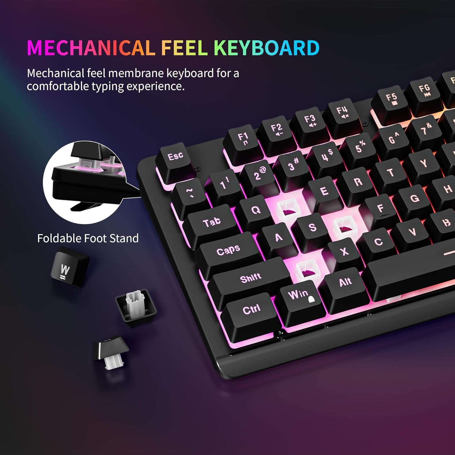 GM104 Wired Gaming Keyboard and Mouse Combo,Usb RGB Backlit Mechanical Feel 26-Key Anti-Ghosting Computer Gaming Keyboards,Colorful Breathing Backlit Gaming Mouse,For PC Gamer Office,Black