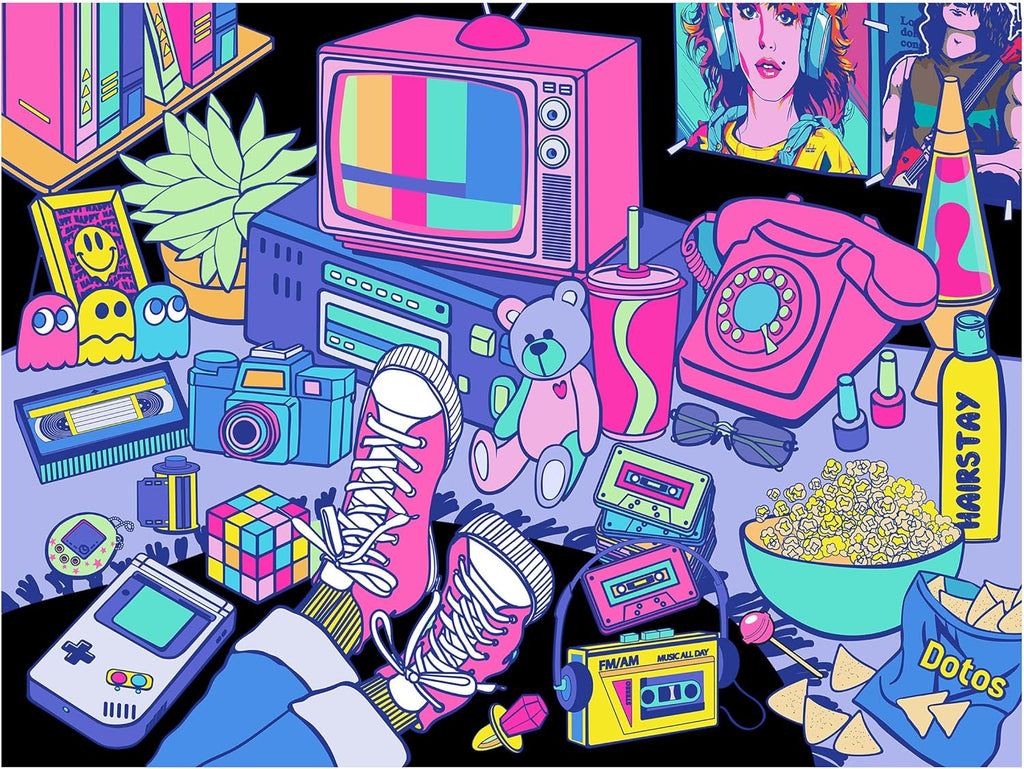 - Neon Brights - 1980S - 500 Piece Jigsaw Puzzle, Retro-Inspired, Vibrant Neon Colors, Ages 12 and Up