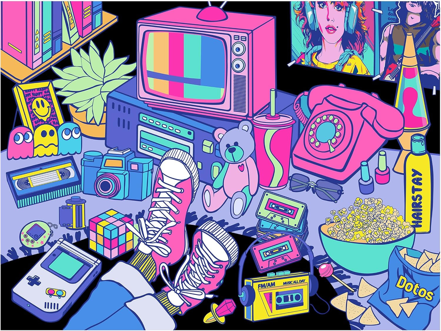 - Neon Brights - 1980S - 500 Piece Jigsaw Puzzle, Retro-Inspired, Vibrant Neon Colors, Ages 12 and Up