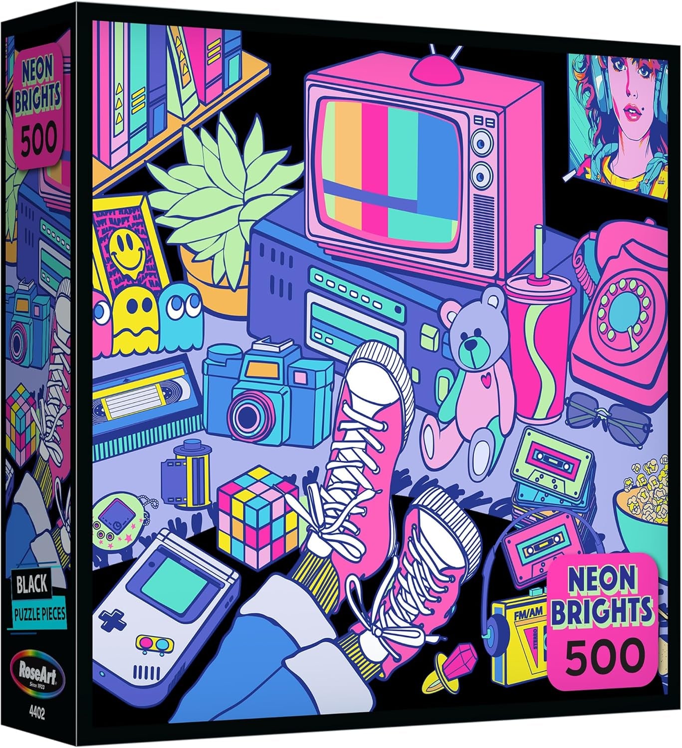- Neon Brights - 1980S - 500 Piece Jigsaw Puzzle, Retro-Inspired, Vibrant Neon Colors, Ages 12 and Up