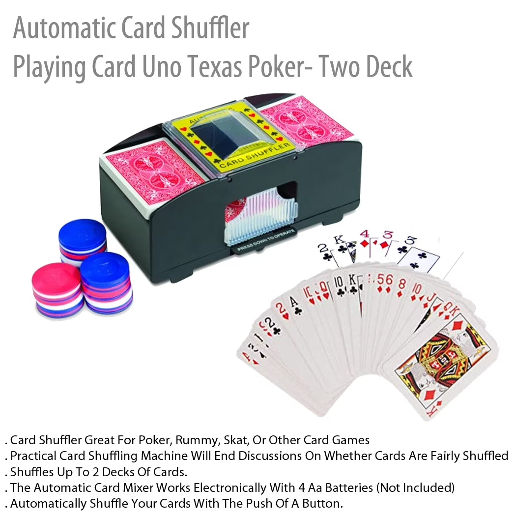 - Automatic Card Shuffler Playing Card Uno Texas Poker Games- 2 Deck Black