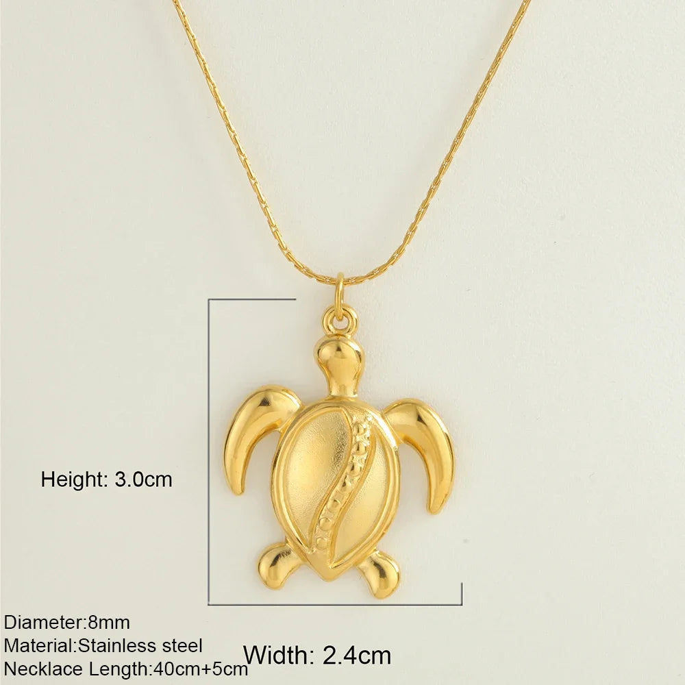 Ocean Series Golden Choker Stainless Steel Pendant Necklace for Women Shell Starfish Pendants Women'S Chunky Jewelry Accessories