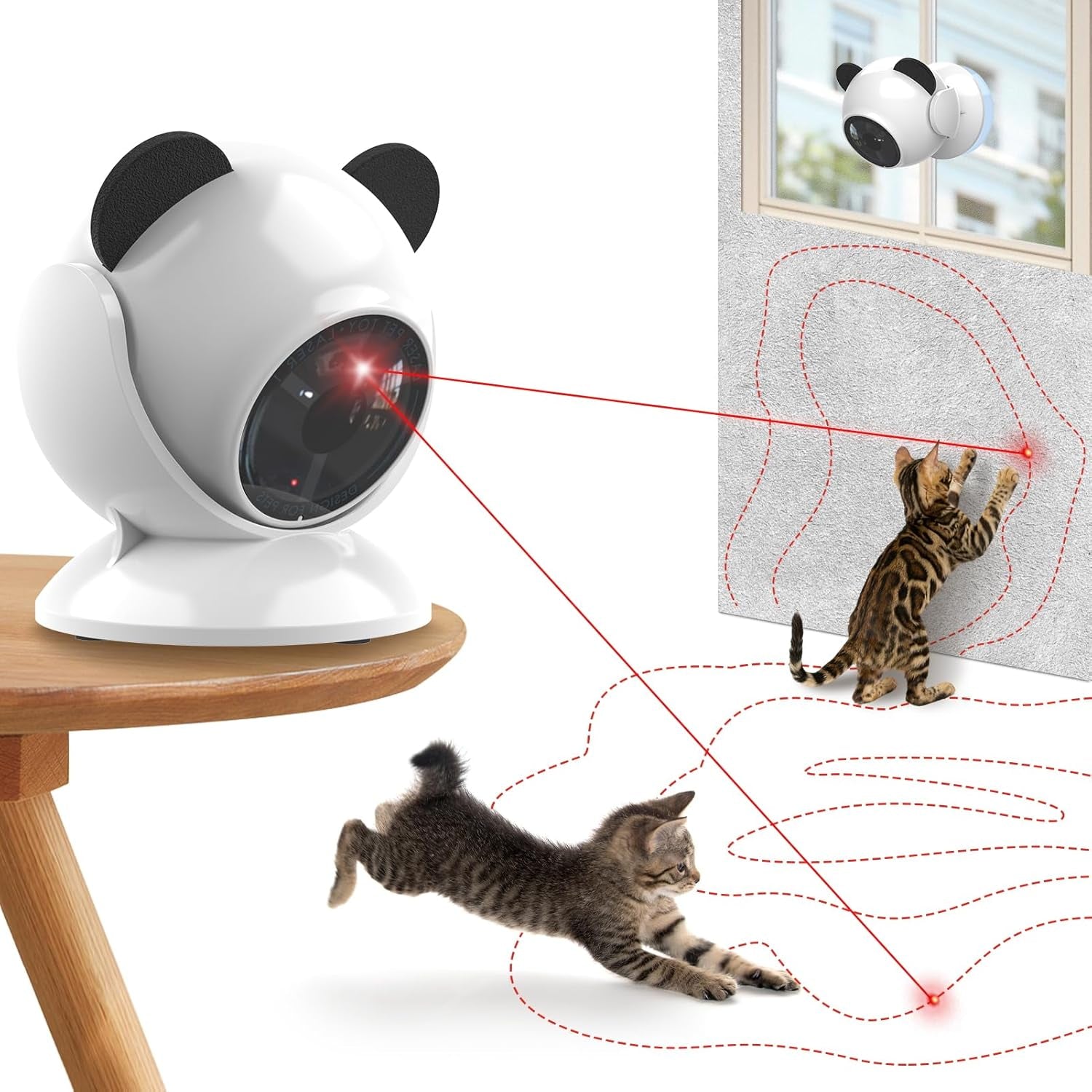 Laser Cat Toys for Indoor Cats, Automatic Cat Laser Toy with Random Trajectory, Suction Cup Design, Run Quiet, USB Rechargeable