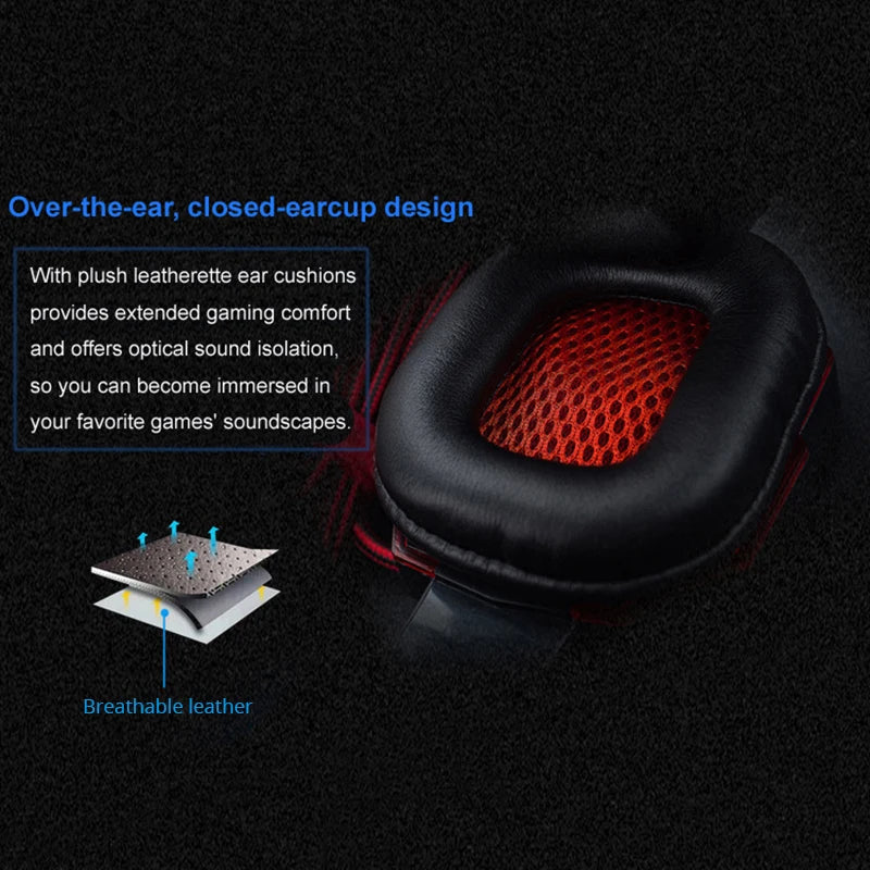 Bass Gaming Headset with Mic Over-Ear Headphones Stereo Sound Gamer Headphone Video Game Noise Cancelling with Microphone for PC