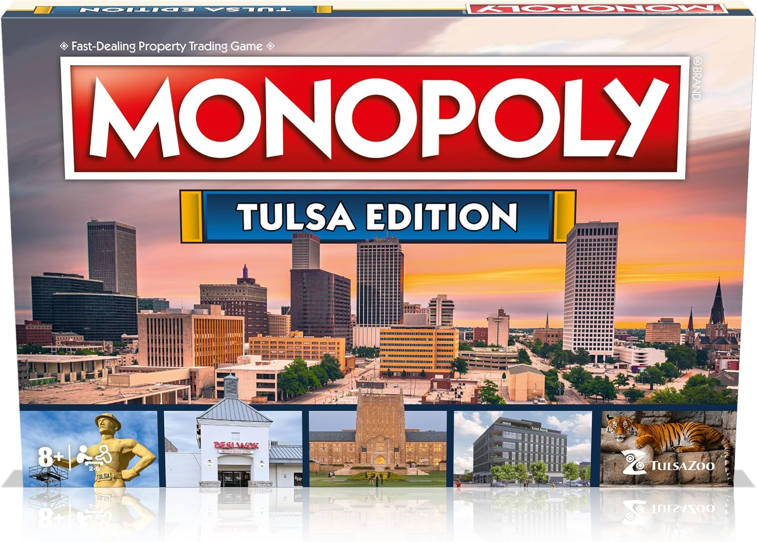 Monopoly Board Game Tulsa Edition: 2-6 Players Family Board Games for Kids and Adults, Board Games for Kids 8 and Up, for Kids and Adults, Ideal for Game Night