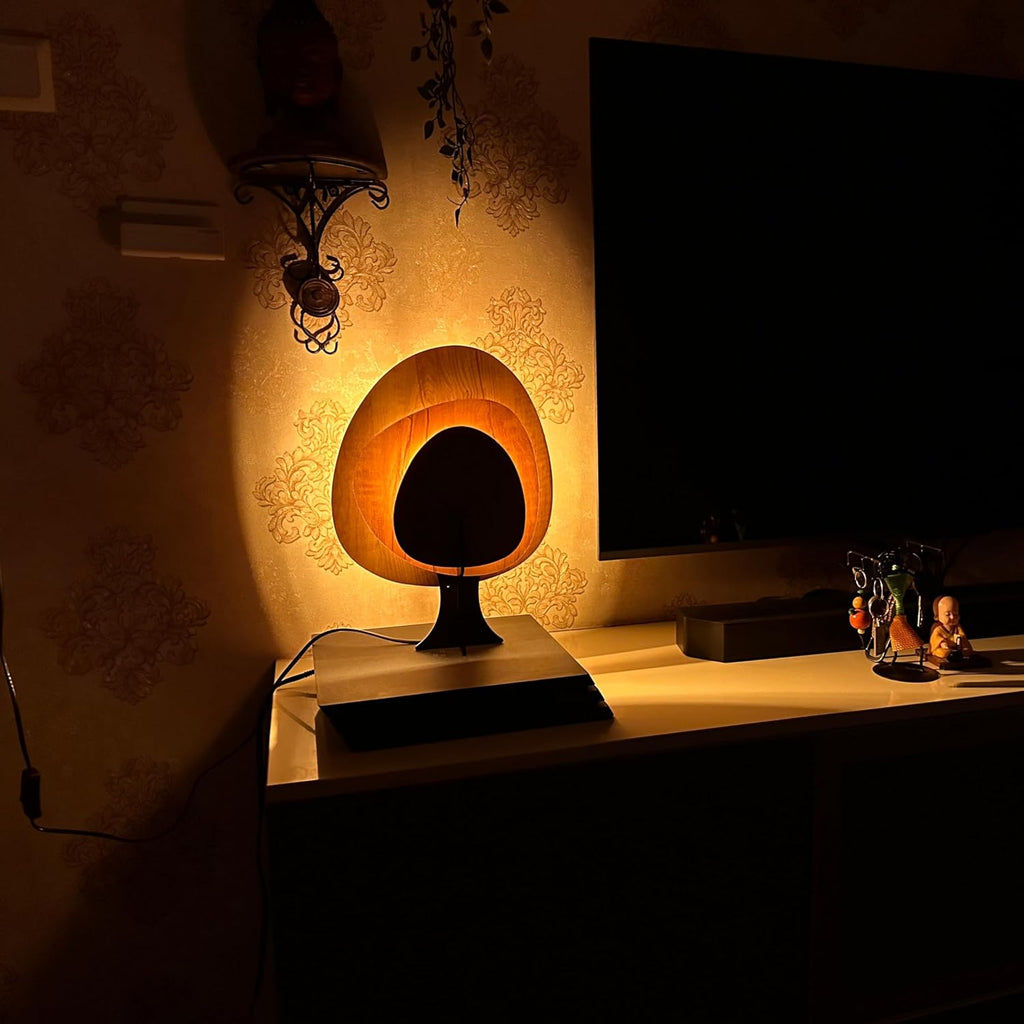 Table Lamp for Bedroom - Wooden Lamps for Living Room, Hand Made Bedside Lamps for Nightstand with E12 Socket