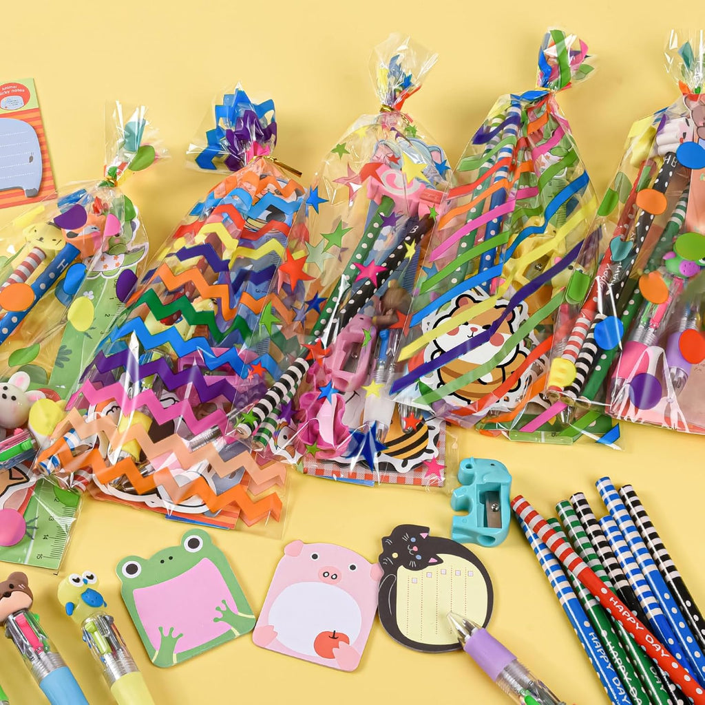 24 Pack Cute Cartoon Animal Stationery Set,Birthday Gifts for Boys Girls School Goodie Bags School Classroom Games Rewards.