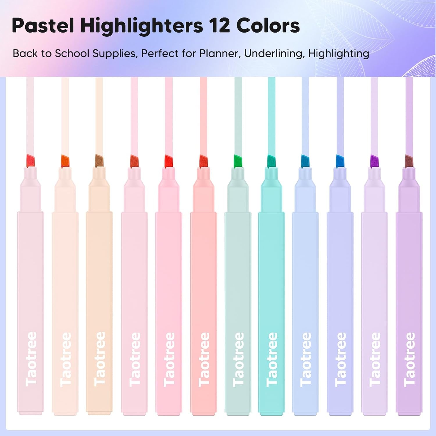 12Pcs Aesthetic Cute Highlighters Assorted Colors, Back to School | Bible Highlighters and Pens No Bleed, Chisel Tip Pastel Markers Pens for Journaling, School Supplies, Office Desk Accessories