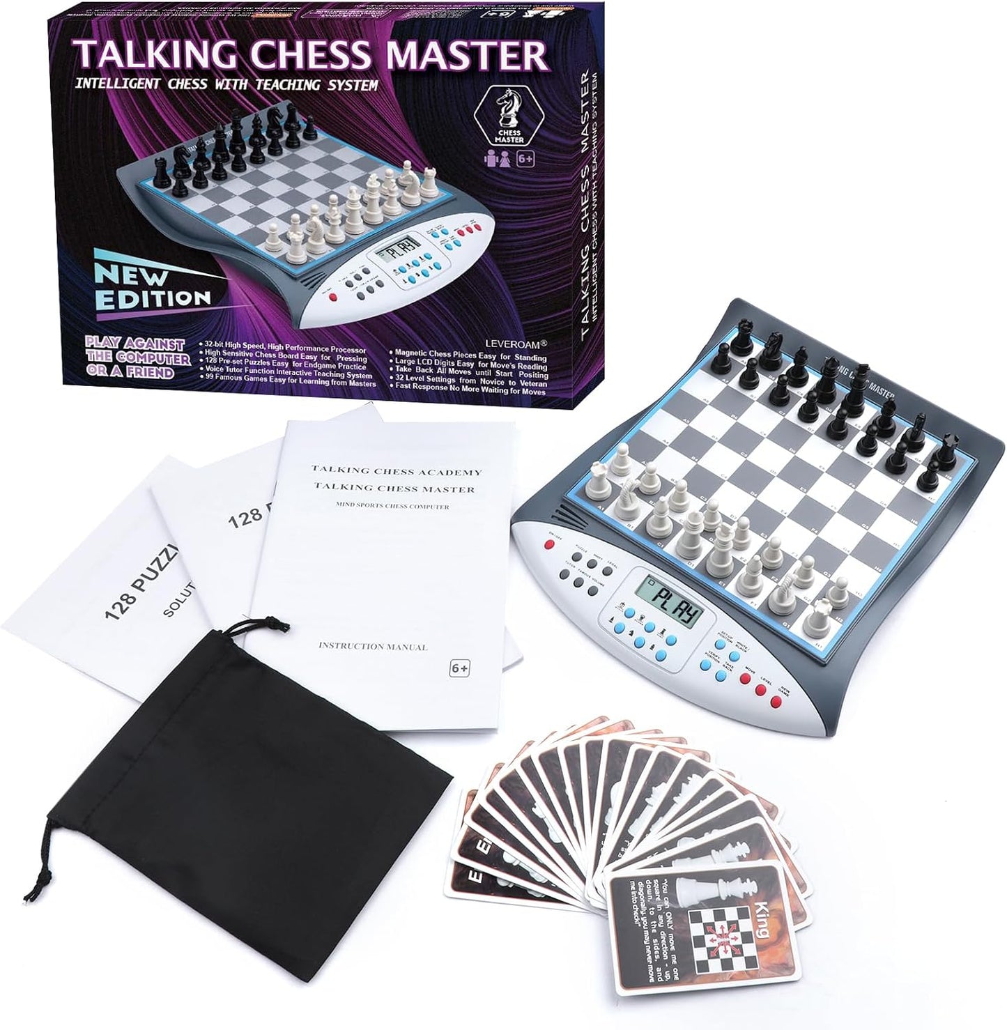 Electronic Chess Set with Voice Teaching System, Magnetic Computer Chess Game, Great Partner for Beginners & Improving Players, Electronic Chess Board Grows Your Chess Skills