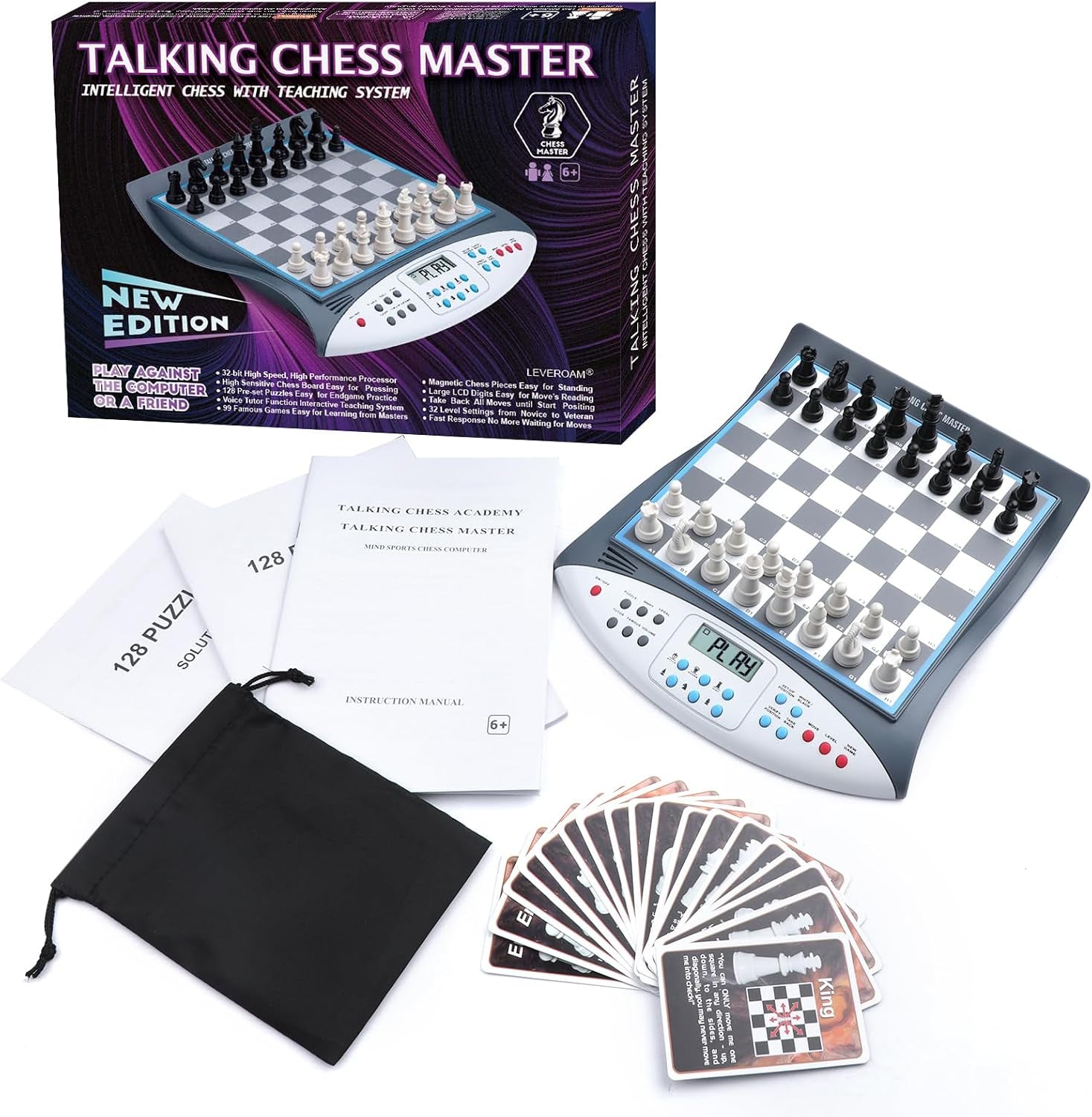 Electronic Chess Set with Voice Teaching System, Magnetic Computer Chess Game, Great Partner for Beginners & Improving Players, Electronic Chess Board Grows Your Chess Skills