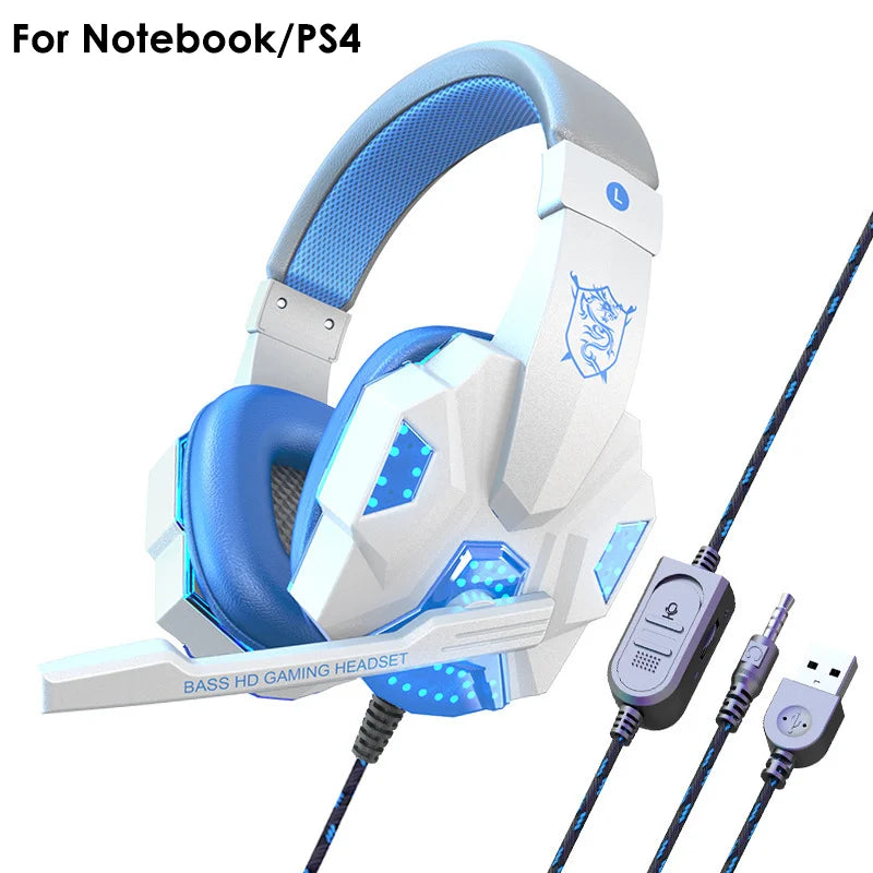 Bass Gaming Headset with Mic Over-Ear Headphones Stereo Sound Gamer Headphone Video Game Noise Cancelling with Microphone for PC