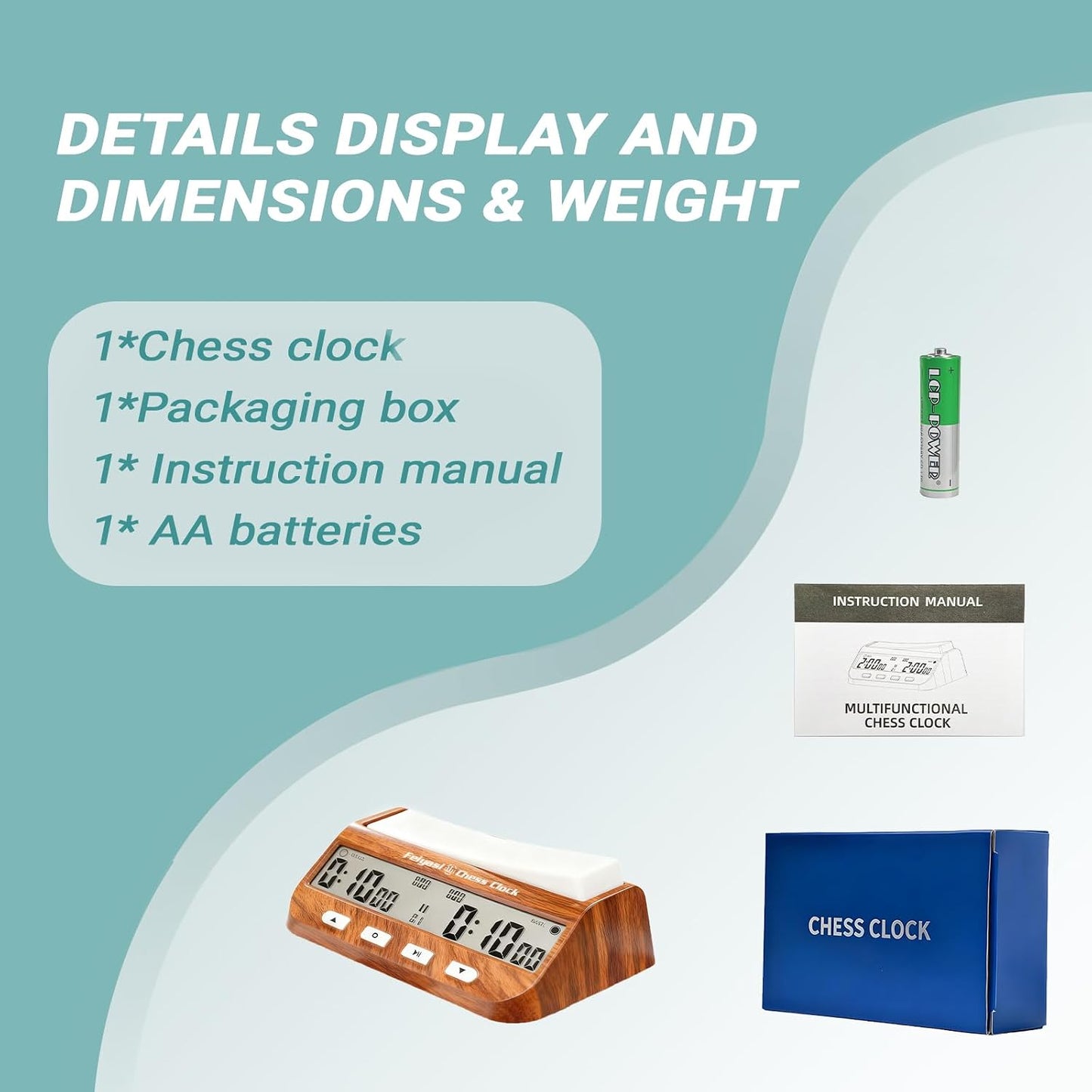 Chess Clock, Competition Specific Chess Timer, Portable Digital Electronic Large Screen Chess Clock,Suitable for Timers in Chess, Go, Checkers, and Other Board Games (Wood Grain Color)