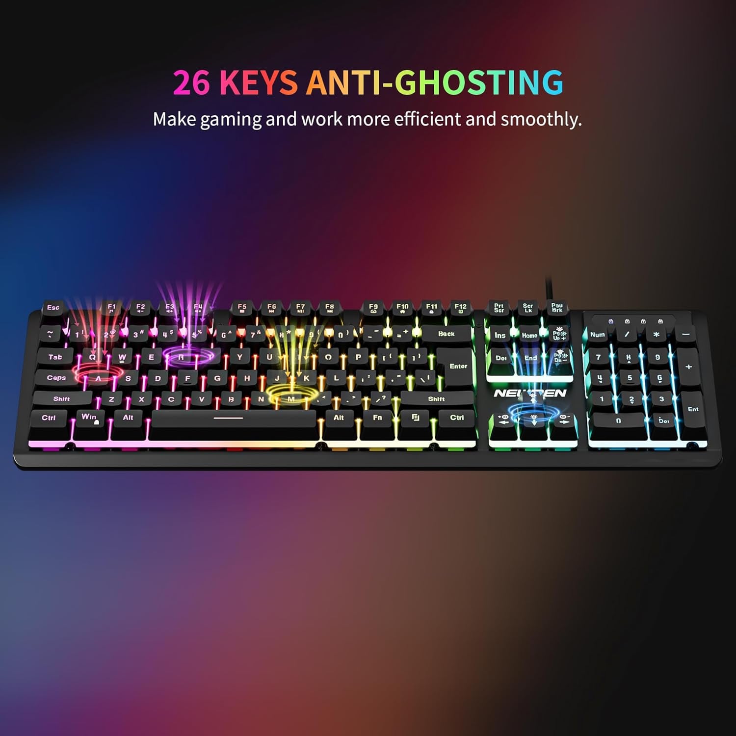 GM104 Wired Gaming Keyboard and Mouse Combo,Usb RGB Backlit Mechanical Feel 26-Key Anti-Ghosting Computer Gaming Keyboards,Colorful Breathing Backlit Gaming Mouse,For PC Gamer Office,Black
