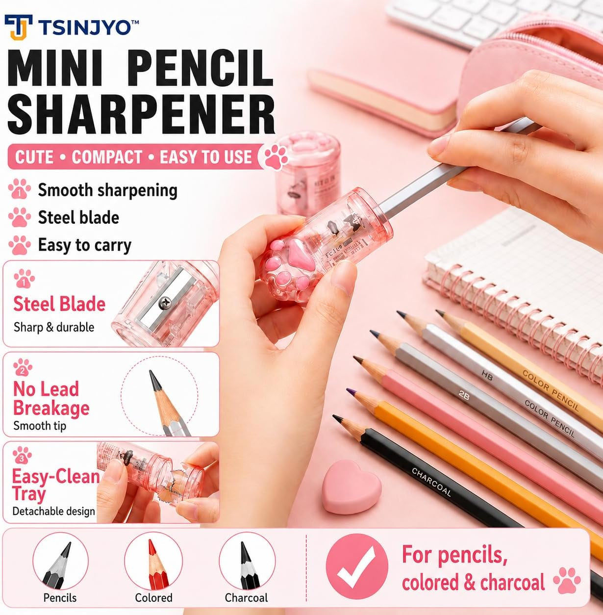 13Pcs College School Supplies Set Includes Desktop Stapler and Staples, Eraser, Ruler, Sticky Notes, Sharpener, Highlighter, Office Accessories Pink Stationery Kit for Birthday Gift Women