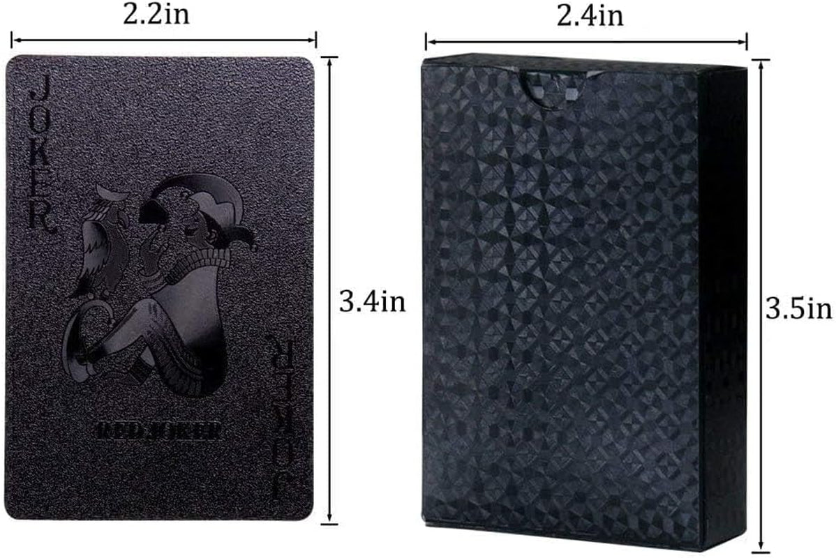 Cool Black Foil Poker Playing Cards, Waterproof Deck of Cards with Gift Box, Use for Party and Game