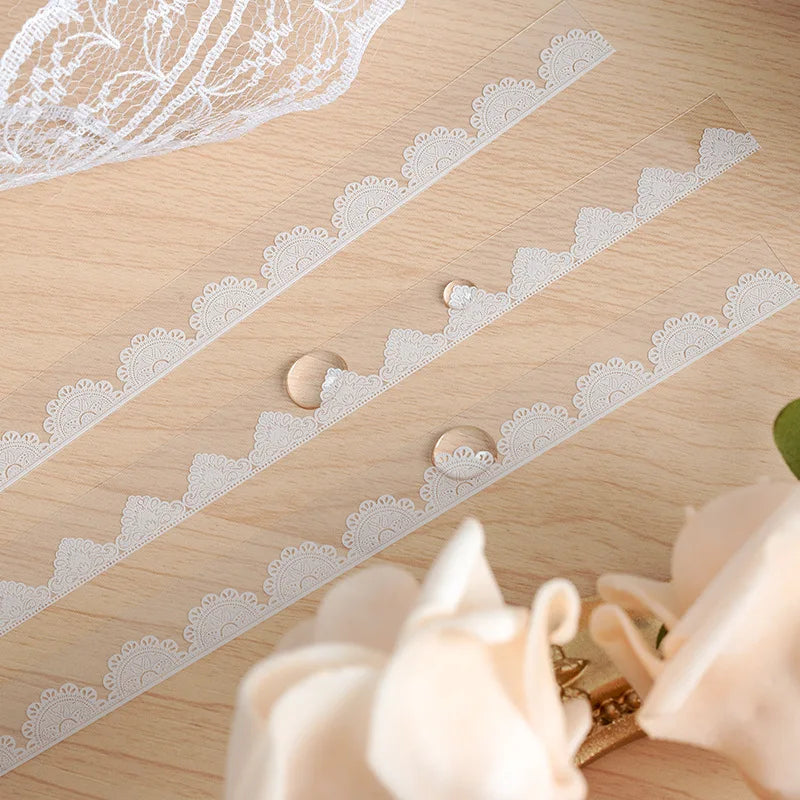30PCS PET White Lace Stationery Stickers Decorative Phone Case Cute Stationery Kids Diary Girls Scrapbooking Card Decals Laptop