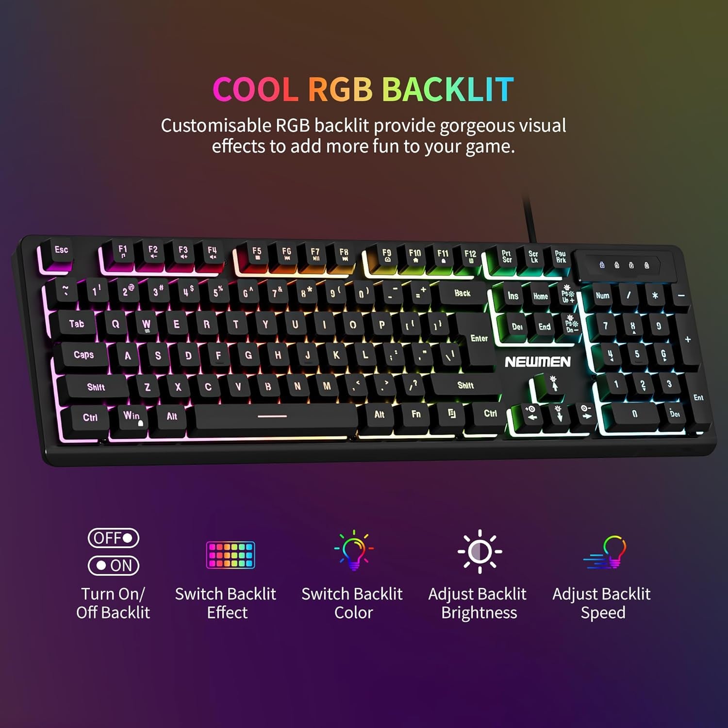 GM104 Wired Gaming Keyboard and Mouse Combo,Usb RGB Backlit Mechanical Feel 26-Key Anti-Ghosting Computer Gaming Keyboards,Colorful Breathing Backlit Gaming Mouse,For PC Gamer Office,Black