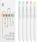 5 PCS Gel Pens Quick Dry Ink Pens Black Ink 0.5Mm Fine Point Premium Retractable Ballpoint Pens Retro Style