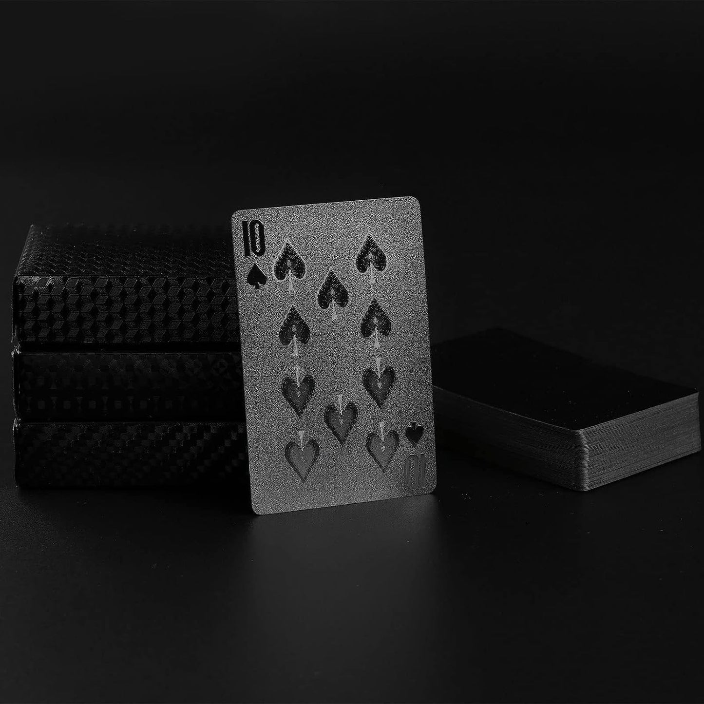 Cool Black Foil Poker Playing Cards, Waterproof Deck of Cards with Gift Box, Use for Party and Game