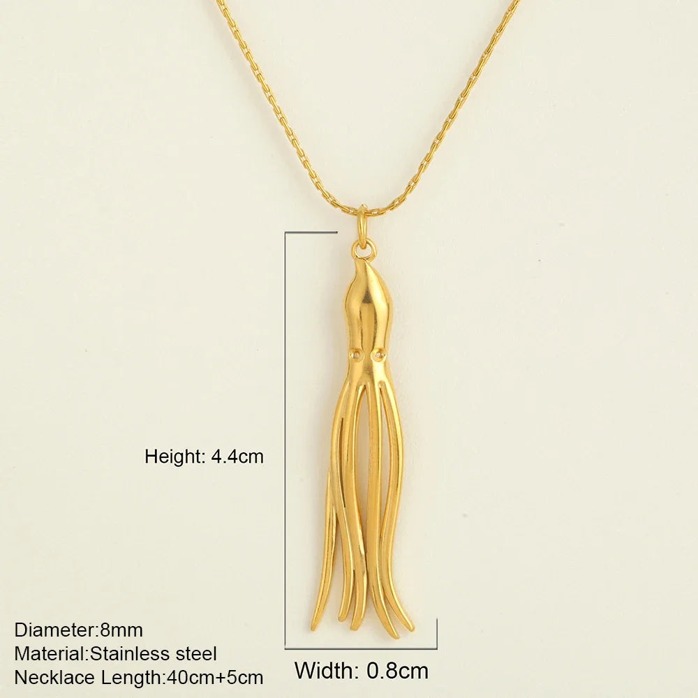 Ocean Series Golden Choker Stainless Steel Pendant Necklace for Women Shell Starfish Pendants Women'S Chunky Jewelry Accessories