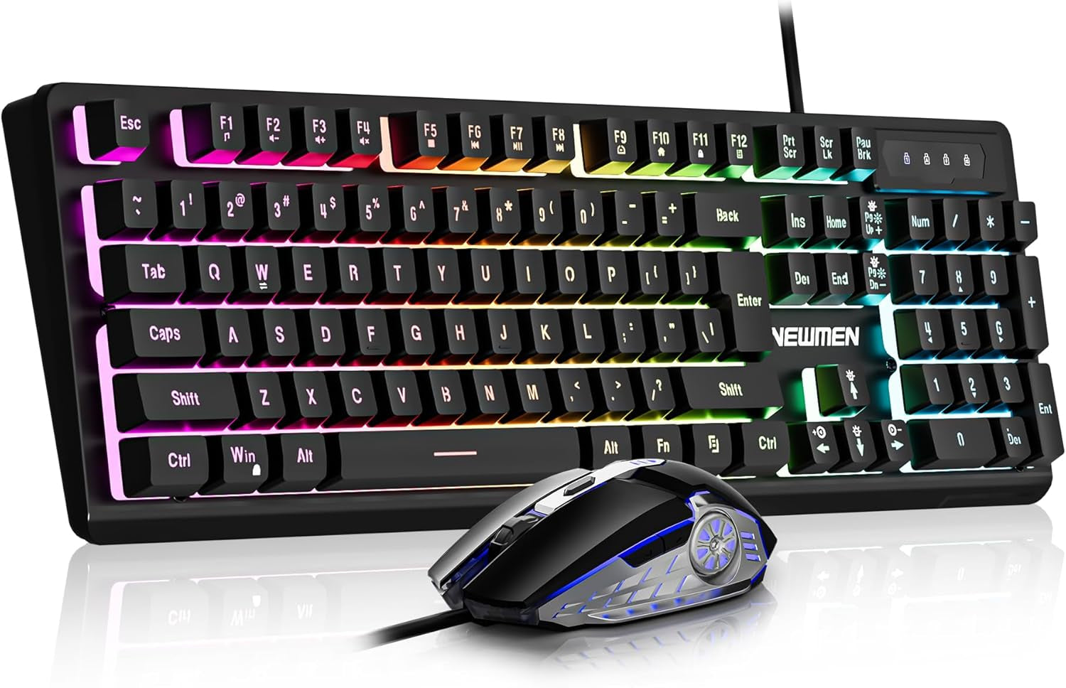 GM104 Wired Gaming Keyboard and Mouse Combo,Usb RGB Backlit Mechanical Feel 26-Key Anti-Ghosting Computer Gaming Keyboards,Colorful Breathing Backlit Gaming Mouse,For PC Gamer Office,Black