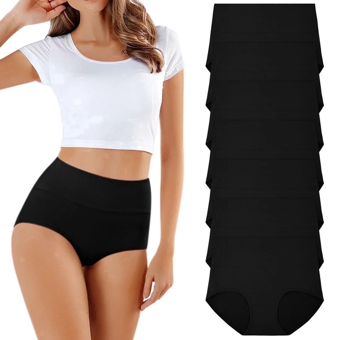7 Pack Cotton Underwear for Women High Waisted Full Coverage Womens Panties Stretch Soft Ladies Underwear, S-2XL