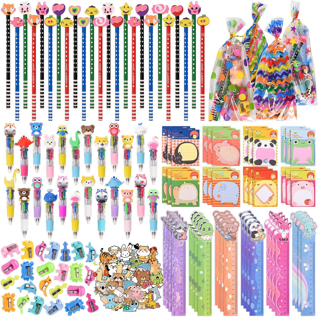 24 Pack Cute Cartoon Animal Stationery Set,Birthday Gifts for Boys Girls School Goodie Bags School Classroom Games Rewards.