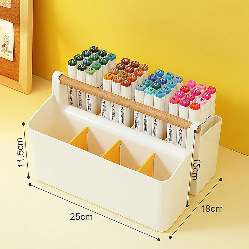 1Pc Multifunctional Storage Holder School Office Portable Pen Holder Storage Box Large Capacity Desktop Sundries Storage Basket