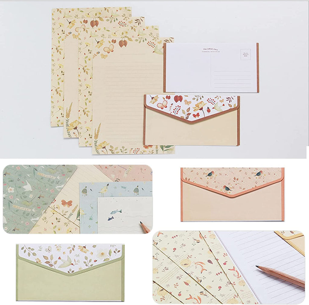 72Pcs Stationery Paper and Envelopes Set Contain 48Pcs Letter Paper 24Pcs Envelopes Double Sided Floral Design Lined Stationary Set for Writing Letters Poem Office School Supplies