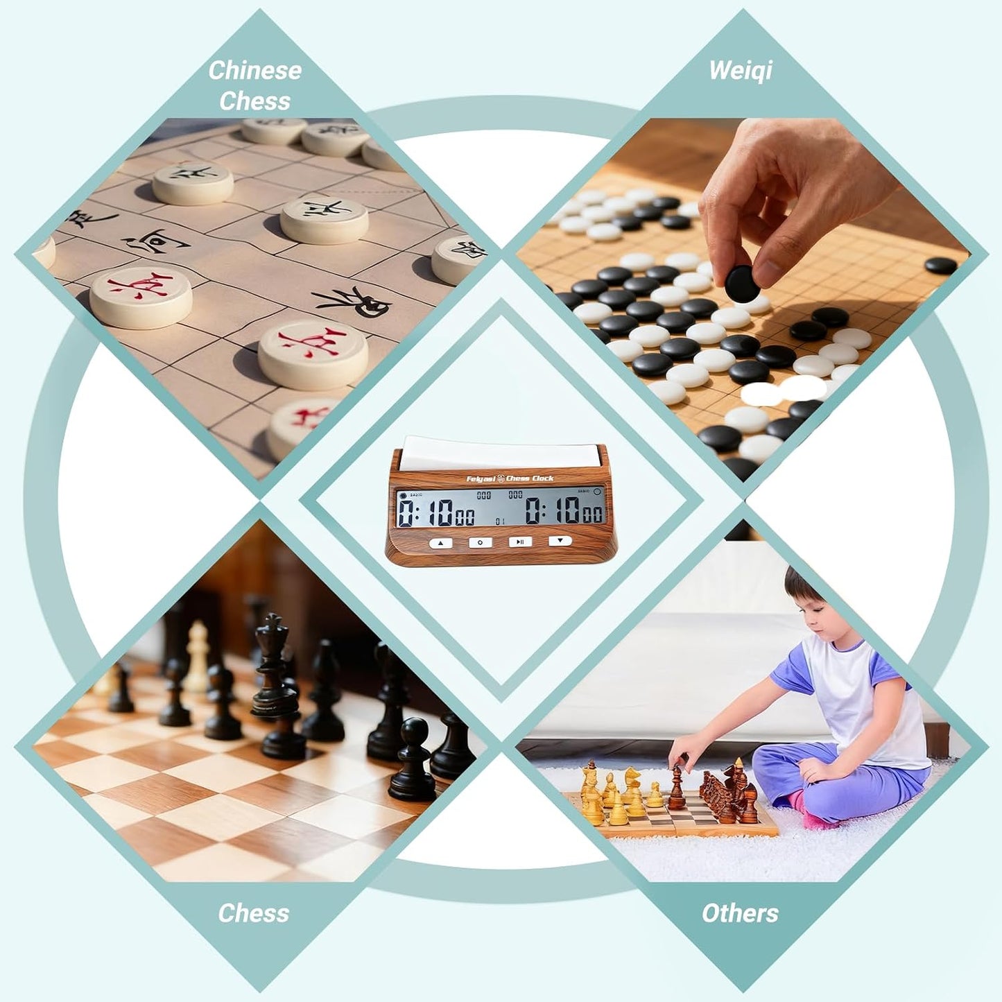 Chess Clock, Competition Specific Chess Timer, Portable Digital Electronic Large Screen Chess Clock,Suitable for Timers in Chess, Go, Checkers, and Other Board Games (Wood Grain Color)